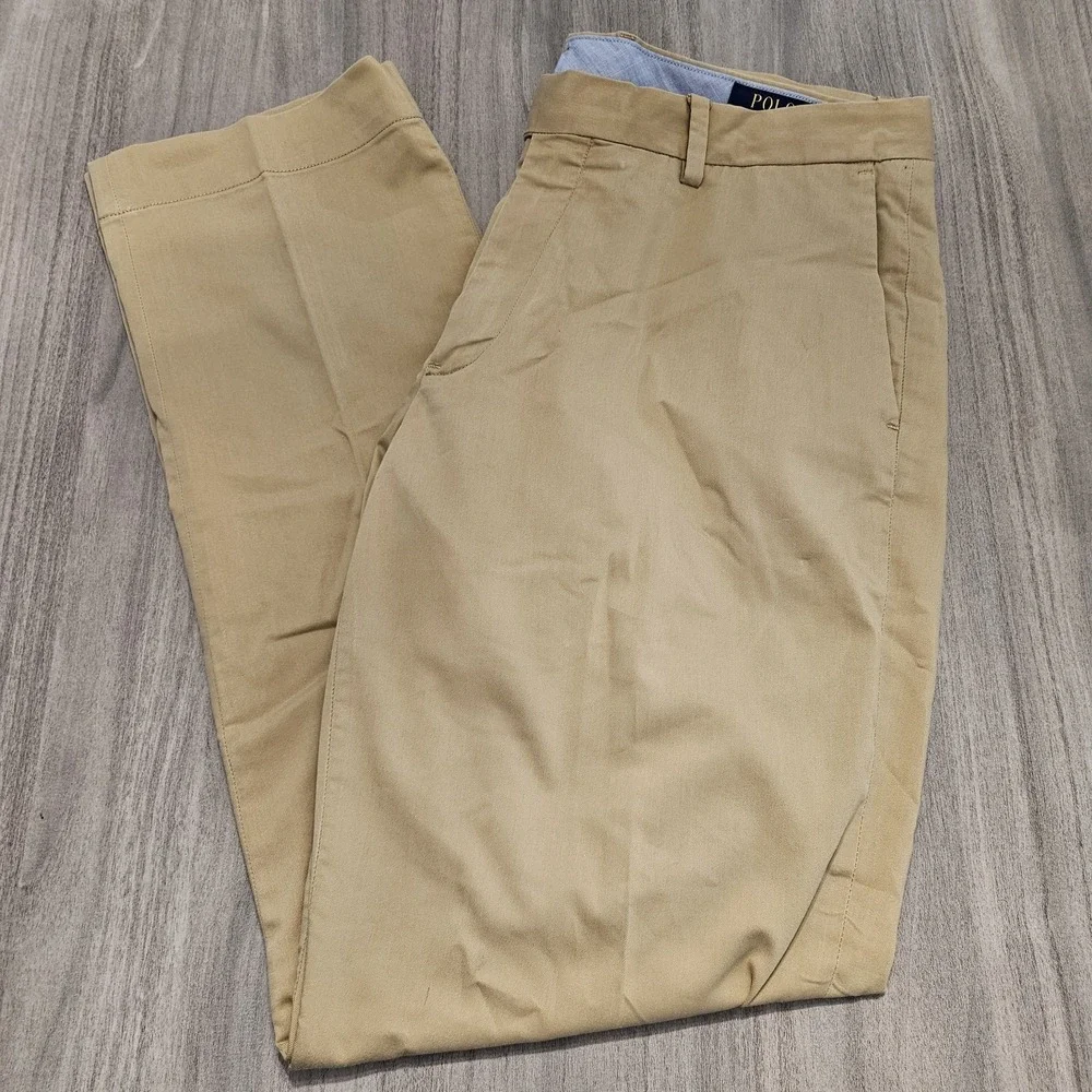 Polo Ralph Lauren Pants Men 33x32(34x31 Actual) Beige Stretch Straight Fit Chino